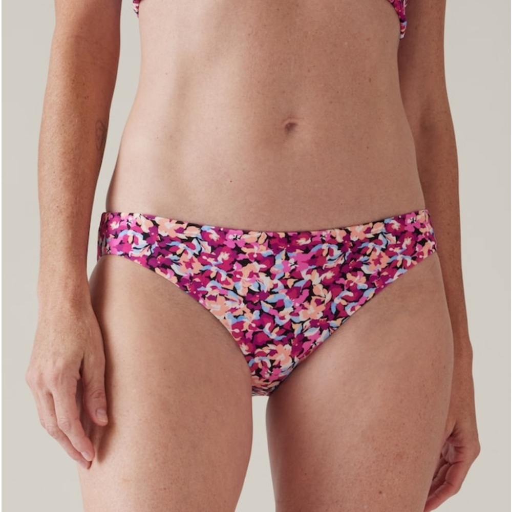💗 Athleta Clean Medium Bikini Bottom // Elysian Floral Pink - Picture 1 of 10